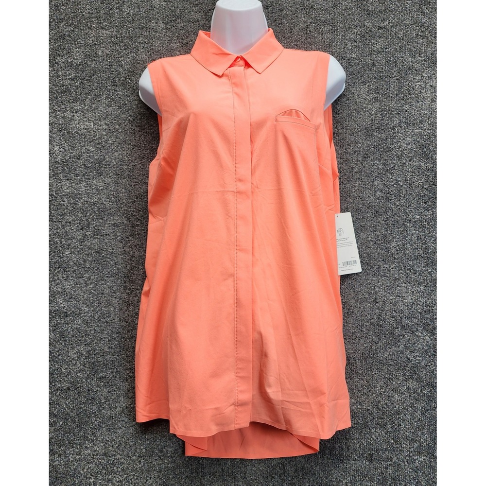 NWT Athleta Urbanite II Sleeveless Button Up Travel Shirt Tank‎ Top Women Large